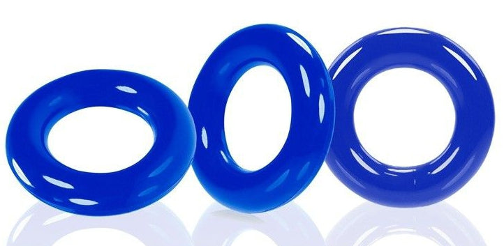 Lot de 3 cockrings Willy Rings Bleus - Oxballs - Cockrings Flexibles