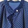 Export Export Original Order Pearl Buckle Half round Neck Pullover Short Sleeve Shirt Blue Polka Dots Professional Commute Bottoming Shirt Summer