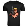 Muscular Action Soldier With Rifle Cartoon Graphic T-Shirt