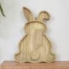 Easter Bunny Serving Tray Rustic Rectangular Platter for Snacks Meals Stackable Wood Dinner Plate for Home Kitchen Party Picnic