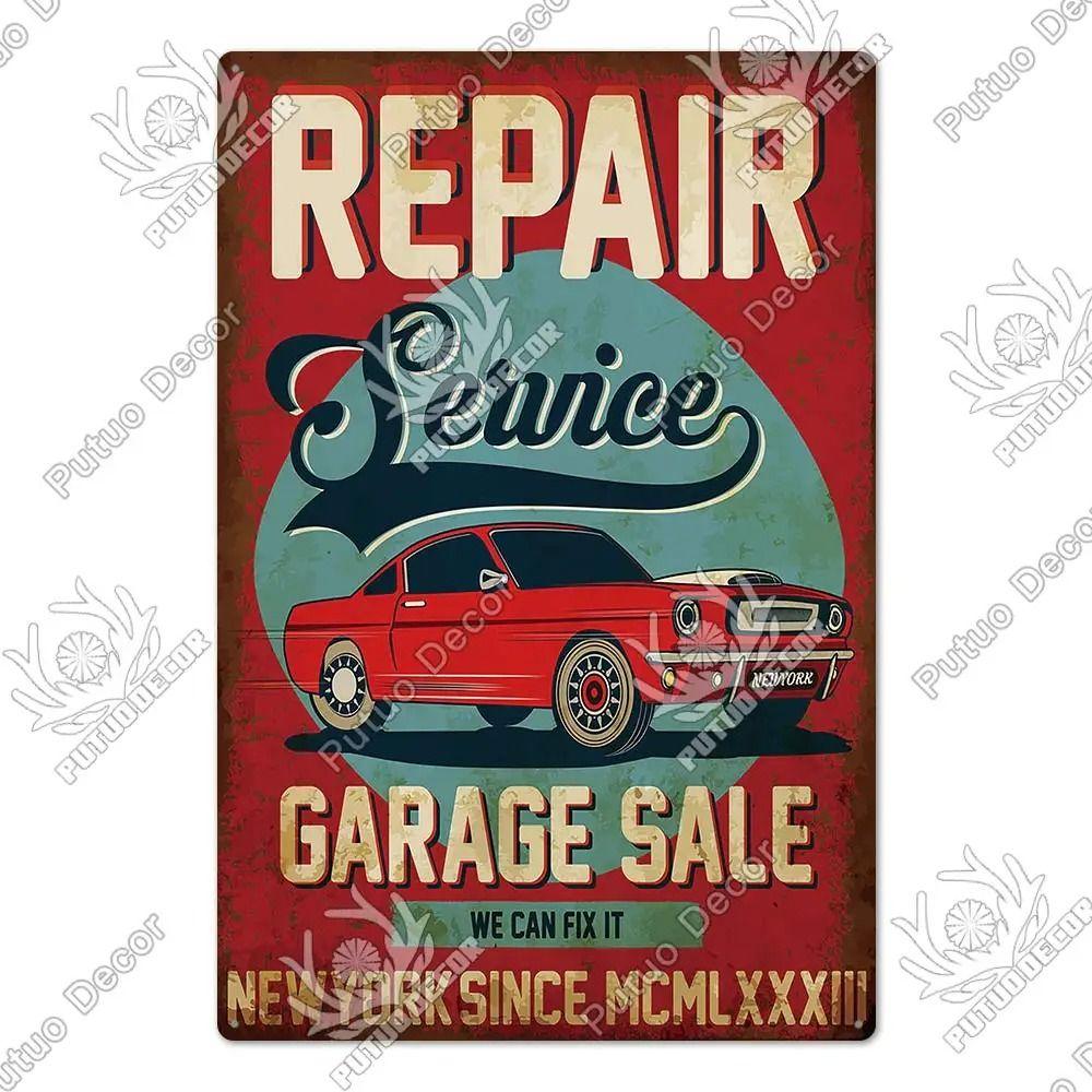 Metalowy Znak Ścienny Garage Bar, Tabliczka Dekoracyjna Wnętrza Samochodu 20x30cm