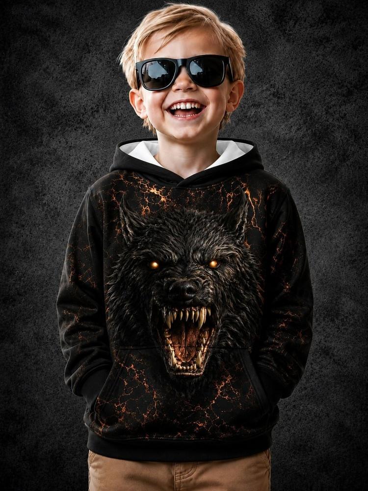2026 Halloween Bluza z kapturem dla chłopców z grafiką czaszki 3D Pulower Długi rękaw Wiosenna Odzież sportowa Moda Streetwear Dzieci 4-7 lat Z kapturem Codzienna