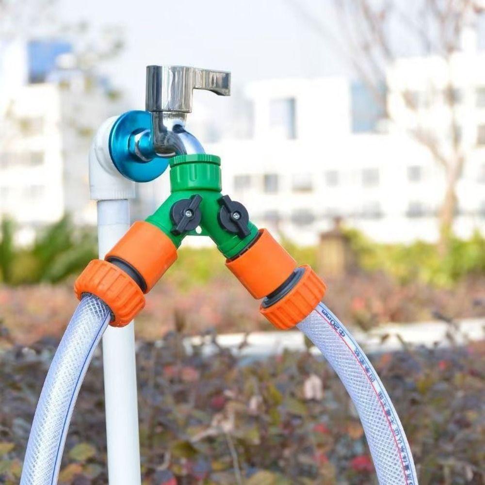 Female Thread Water Splitter Pipe Fitting Valved Splitter Y-Shaped Quick Connector Garden