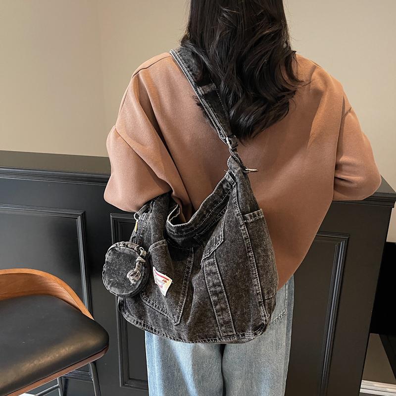 Denim Bag Women's Tote Bag Large Capacity Crossbody Bag Student Class Shoulder Bag