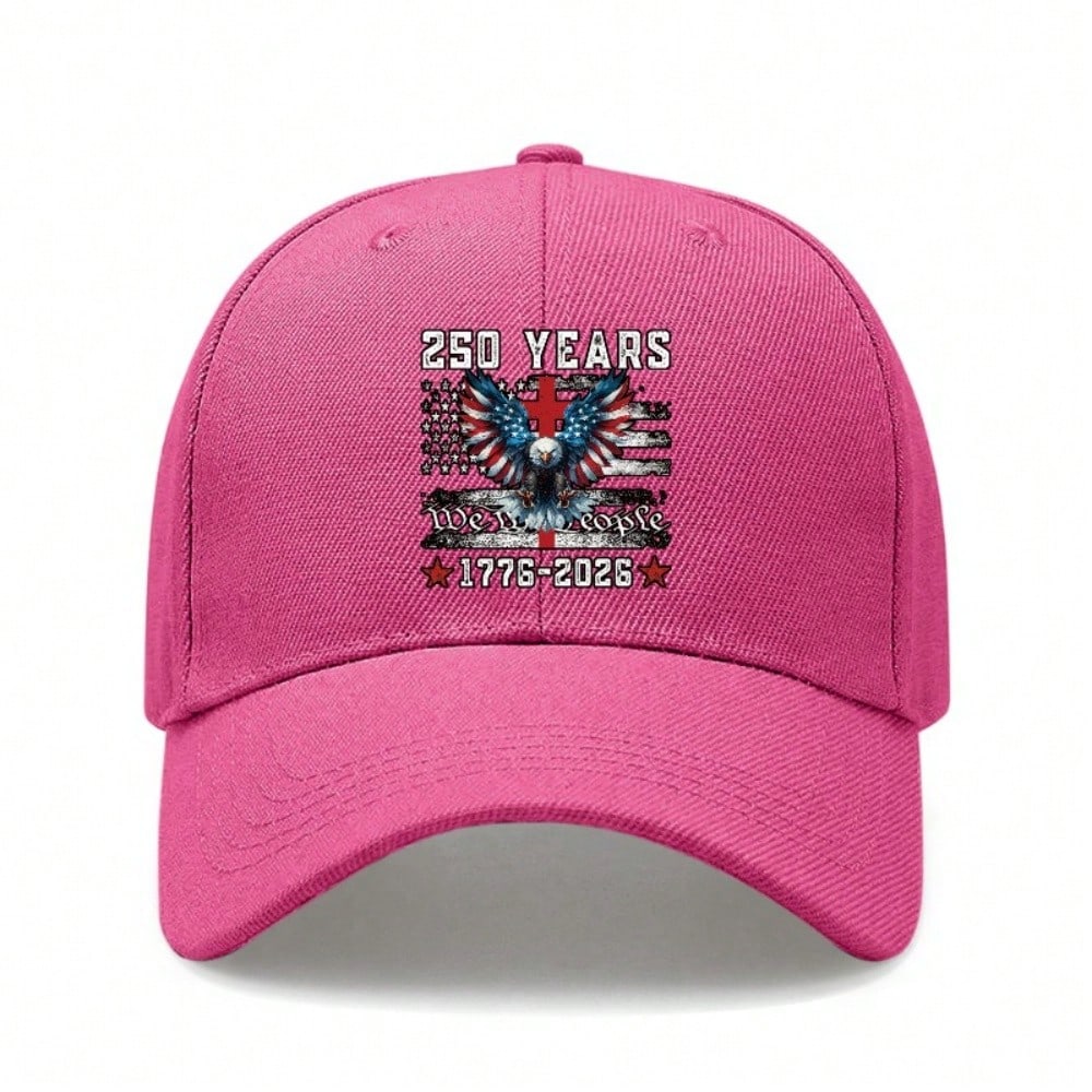 [Patriotic Baseball Cap] 250 Years We The People Print Polyester Adjustable Breathable Vintage American Flag Baseball Hat For July 4Th Independence