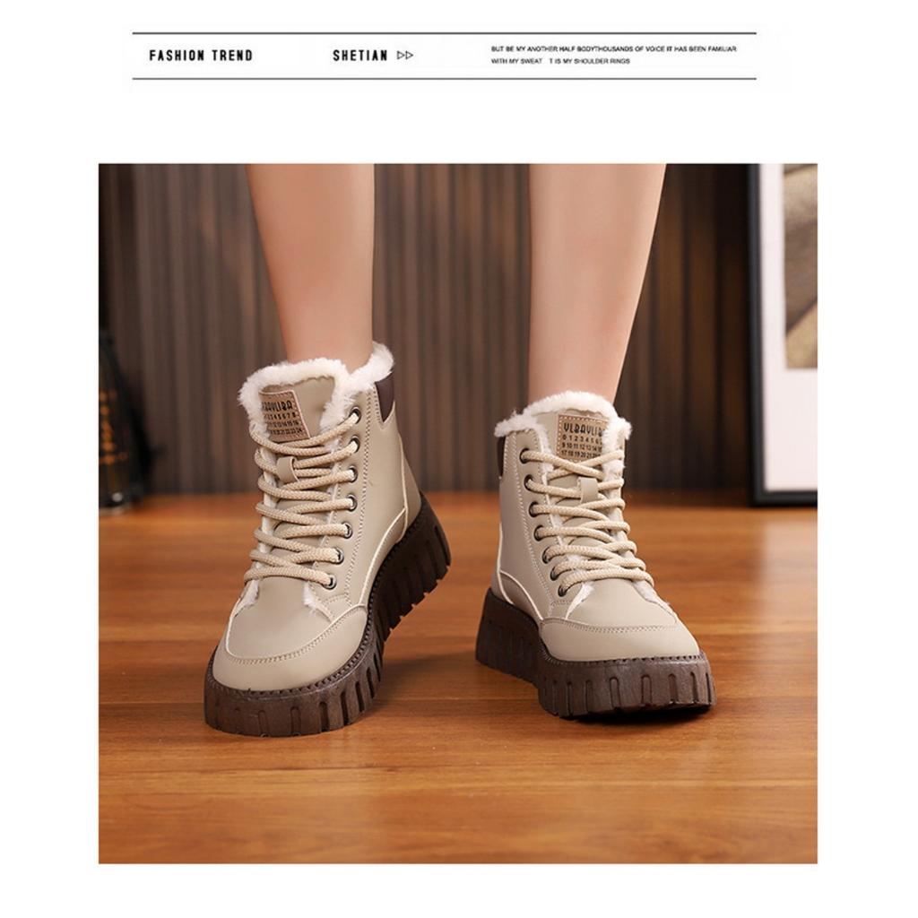 Winter High Top Velvet Boots for Female Students, Thick Soled Casual Warm Street Boots