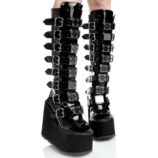 Sieviešu zābaki Goth Cosplay Platformas līdz