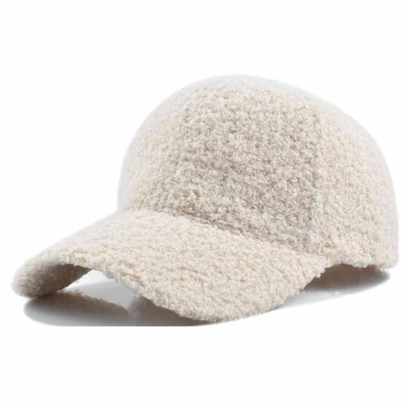 Winter Women's Solid Color Lamb Wool Baseball Cap Thickened Warm Outdoor Duckbill Hat
