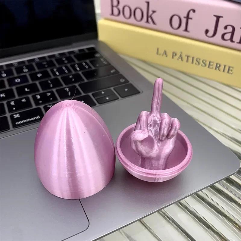 3D tištěné velikonoční vajíčko s hračkou prostředníčku Zábavné žertovné dárky pro dospělé Výplň velikonočních košíků Novinkové překvapivé vajíčka