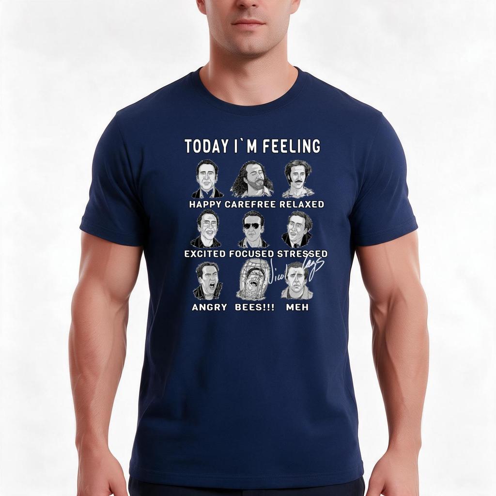 Nicolas Cage Funny Feelings Nicholas Cage Nick Cage Nic Tshirt Summer Casual Cotton Tee Oversized Streetwear Tops
