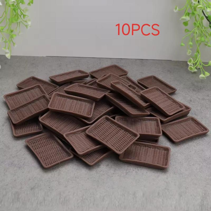 10Pcs Dollhouse Simulation Miniature Kitchen Cutlery Dish Plate Dessert Bread Plate Model Ornament Toys Doll House Accessories