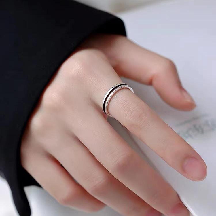 Elegant 925 Silver-Plated Double-Layer Open Ring for Women