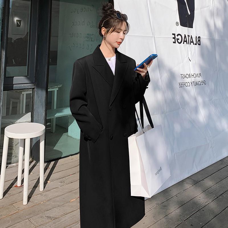 

Женская дизайнерская фиолетовая куртка-ветровка, женская весенне-осенняя свободная повседневная куртка в стиле темперамент, длинное пальто XL чёрный