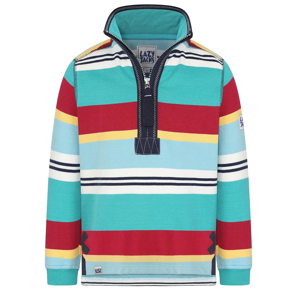 Lazy Jacks Boys Striped Quarter Zip Sweatshirt