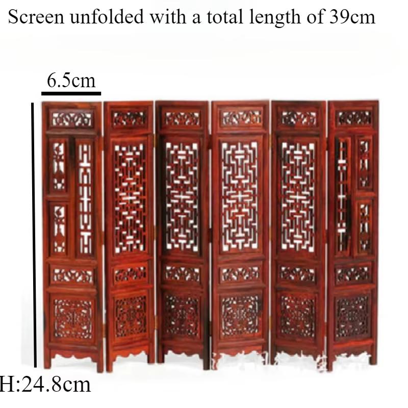 

1pc, Small Wooden Screen, Redwood Carved Hollow Small Screen, Tea Room Decoration, Home Partition, Wooden Handicrafts