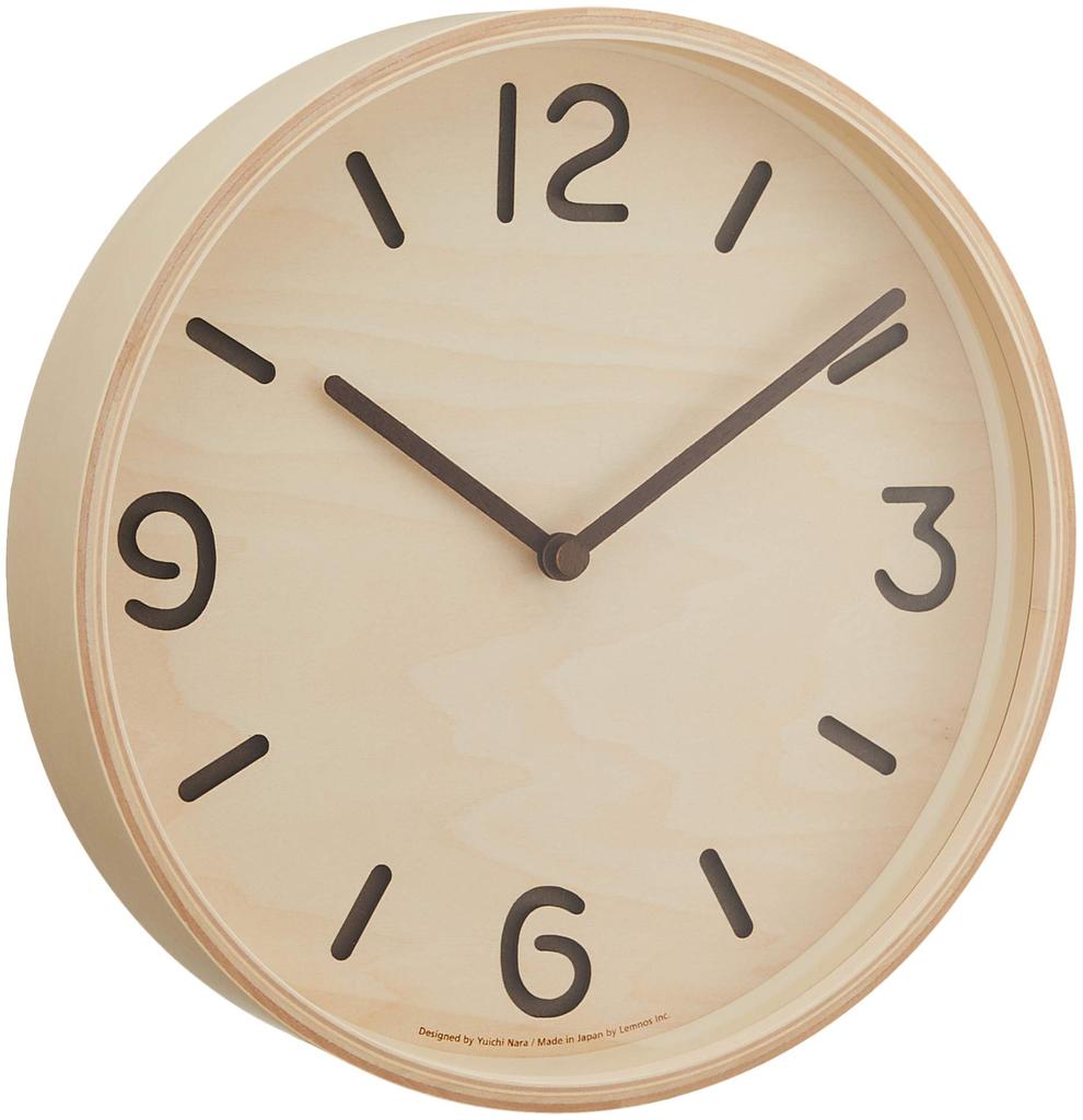 Lemnos Wall Clock Analog Thomson Natural Colored Wood THOMSON Natural NT Lemnos LC10-26
