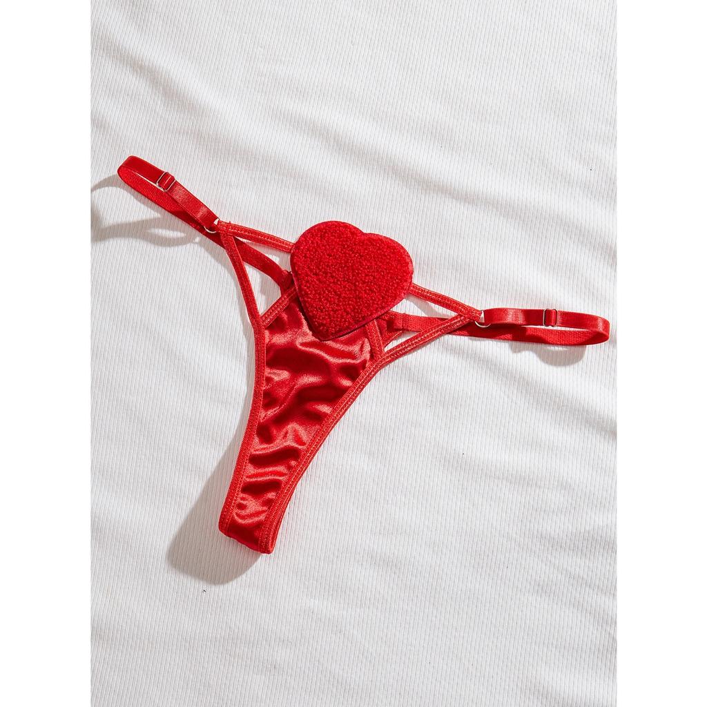 New Sexy Hollowed-out Love Girl Three-point Erotic Underwear Set