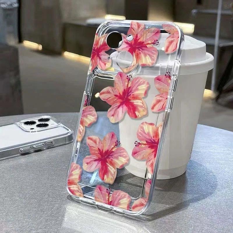 Flower Transparent Phone Case For Motorola Moto Edge 40 Pro G53 G30 G32 G73 G72 G71 G22 G52 G60 G60S G9 Play Plus Floral Cover