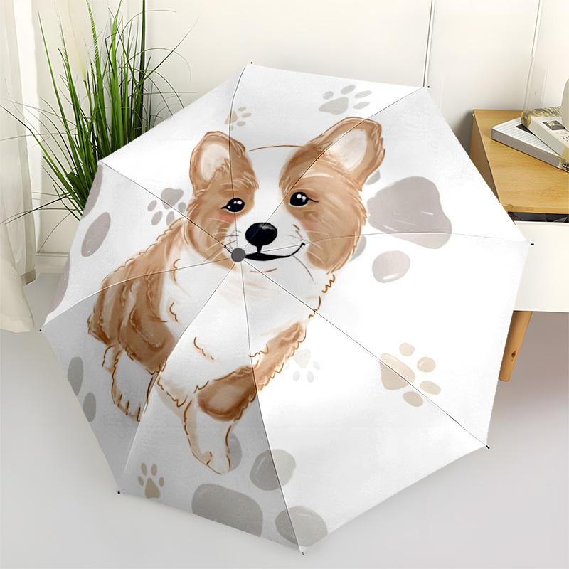 

1pc Corgi Dog Automatic Folding Umbrella & Self-Folding Canopy - Heavy-Duty 8-Rib Iron Frameyy251231005