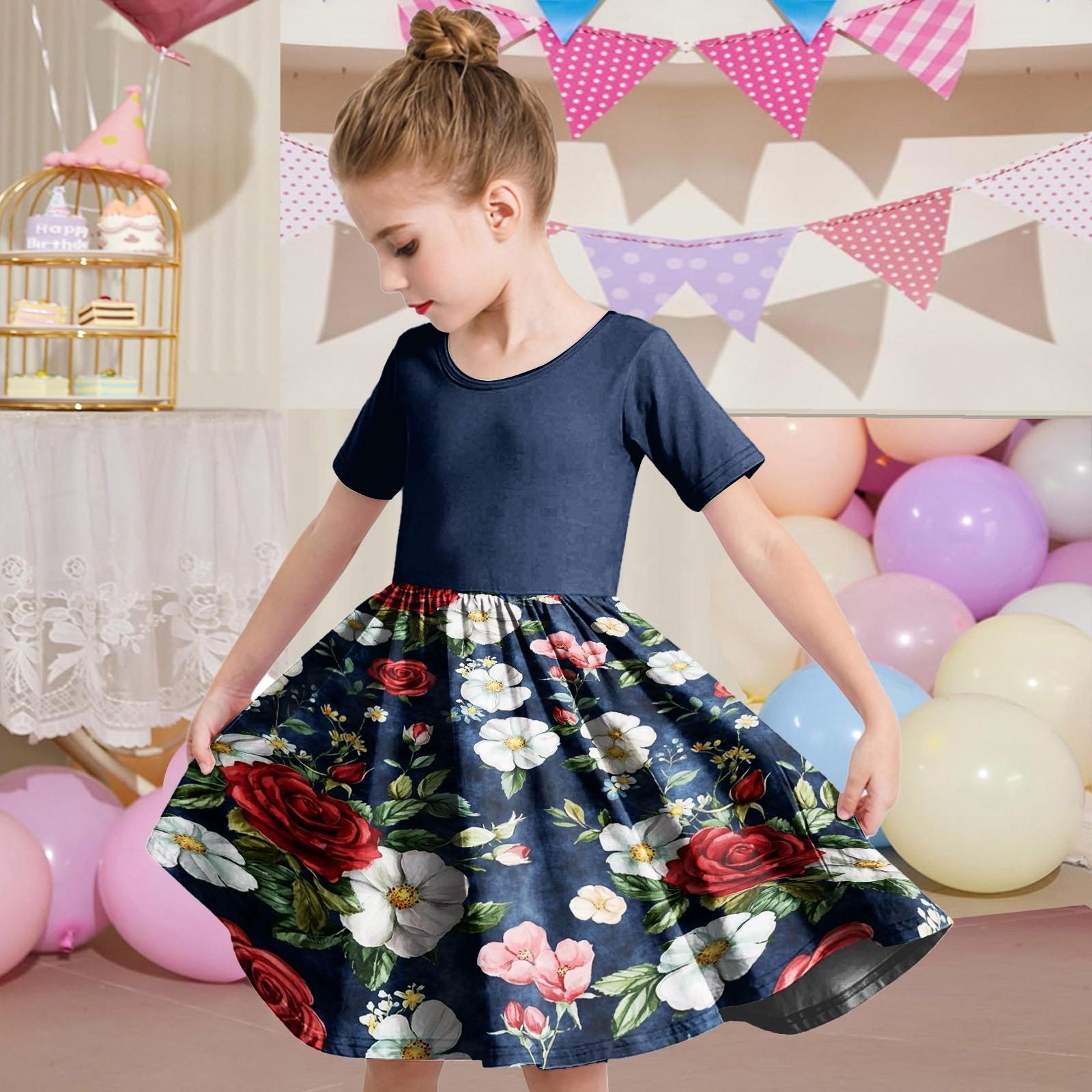 

Летнее платье для девочек, платье для малышей, однотонное повседневное платье-футболка с коротким рукавом А-силуэта 120