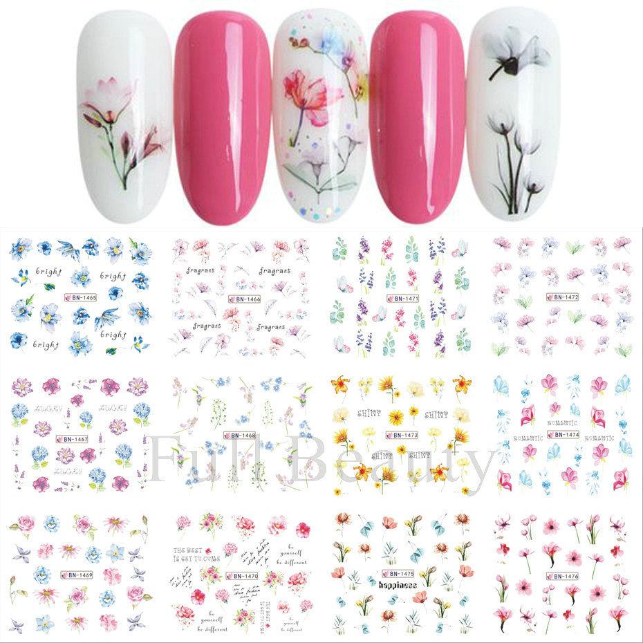 Nail Art Sticker, Spring And Summer Flower And Grass Series, Zou Ju Flower Watermark Nail Sticker
