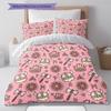 Rosa Cartoon-Kunstmuster Bettwäsche, Steppbett-Set Bettbezug Kissenbezug Zuhause Geburtstagsgeschenk (1 Bettbezug + 2 Kissenbezüge, ohne Füllung)