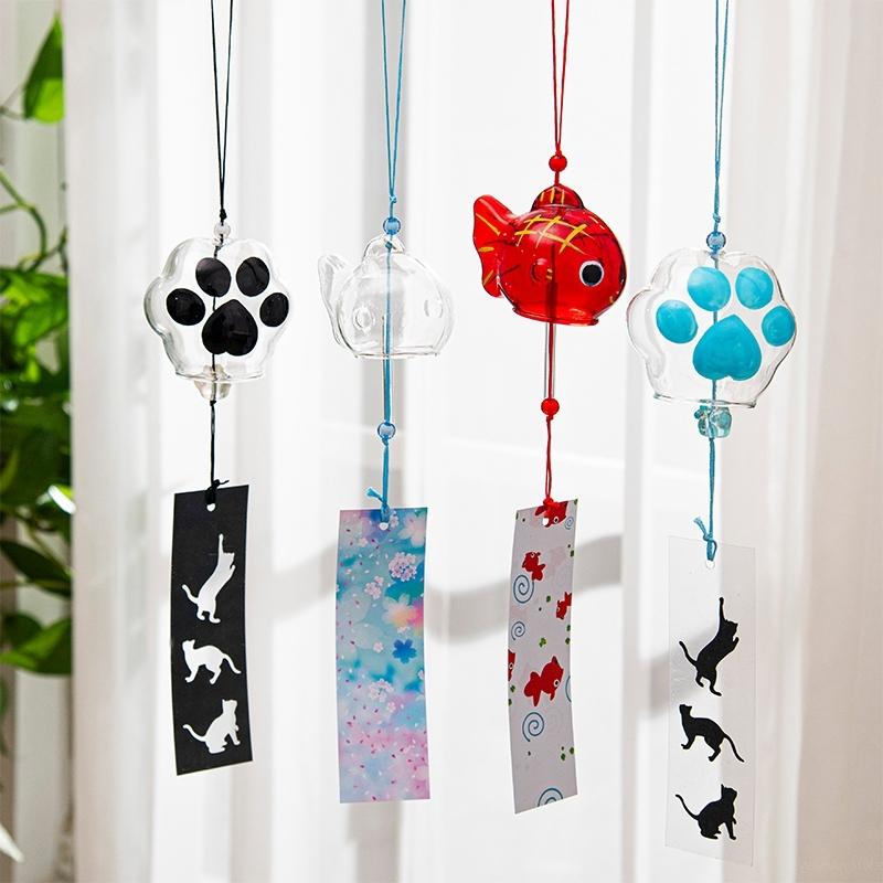 Japanese Wind Chime Goldfish Hanging Glass Wind-Bell Outdoor Ornaments Blessing Pendant Windchimes Home Garden Decor