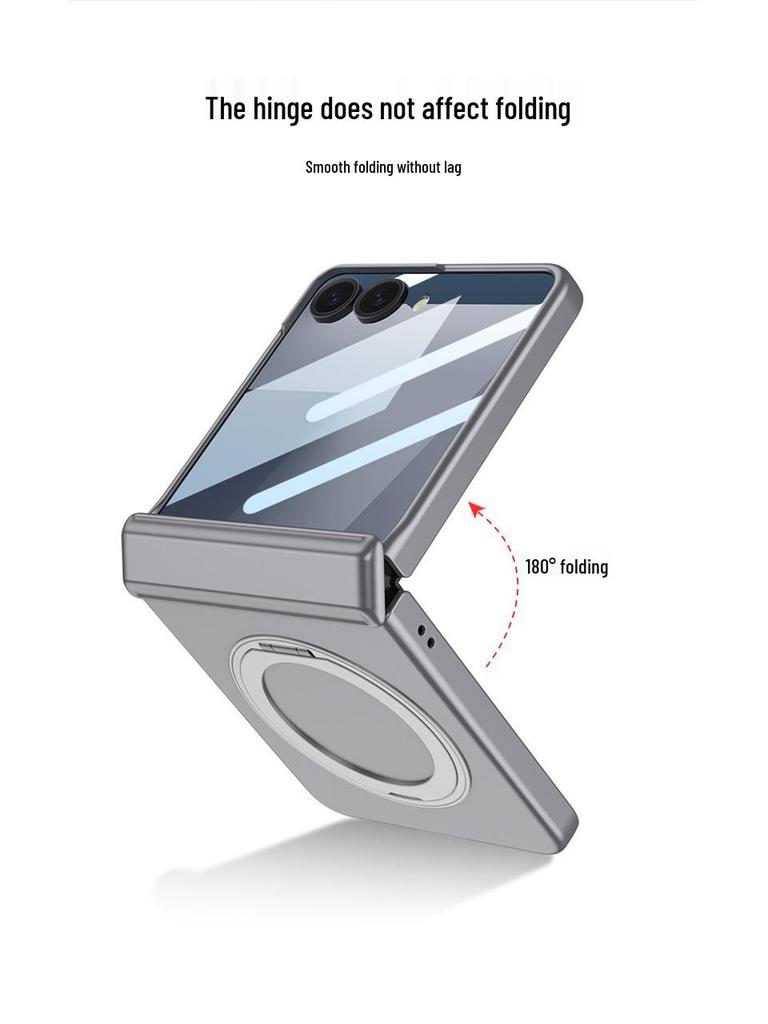 Samsung Z Flip7 Magnetic Case with Rotating Stand and Full Coverage Hinge Protection