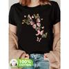 T-shirt décontracté à manches courtes pour femme - Élégant motif papillon avec accents pailletés dorés, Design graphique rose et noir