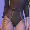 Punk Black Waist Chain Belt Leather Layered Belly Body Chain Jewelry Accessories for Women and Girls