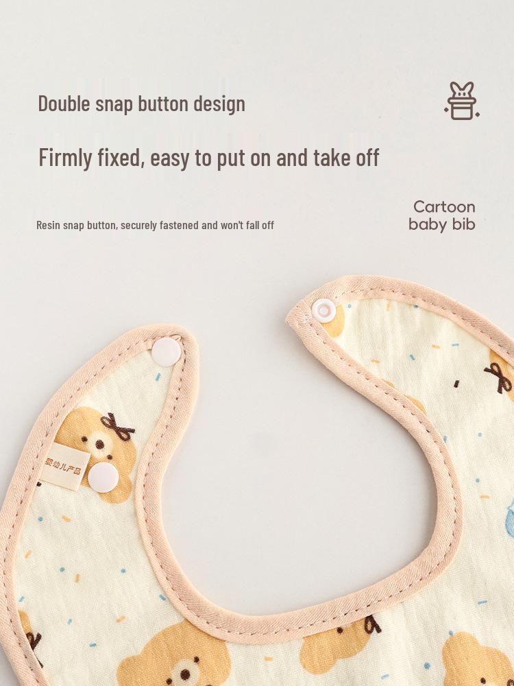 Waterproof Baby Bib, Pure Cotton, Breathable, Anti-Spit Up, Bean Pattern, Newborn Neck Gaiter