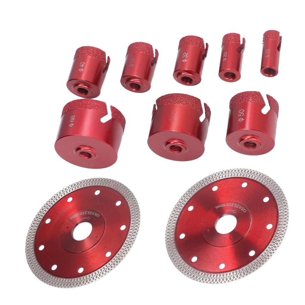 Diamond Core Drill Angle Grinder Blades Brazed Hole Saw Set for Glass Marble Granite M14 Thread
