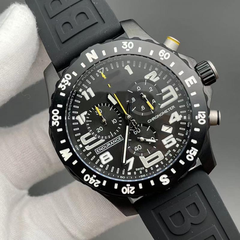 2025 Century BN Men's Quartz Chronograph Watch with Leather Strap and Euro Gear Ring Rubber Wristband