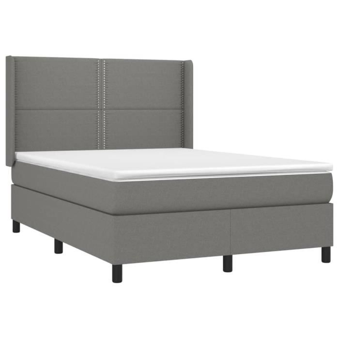 3131346 vidaXL Divan Bed with Mattress Dark Grey 140x190cm Fabric