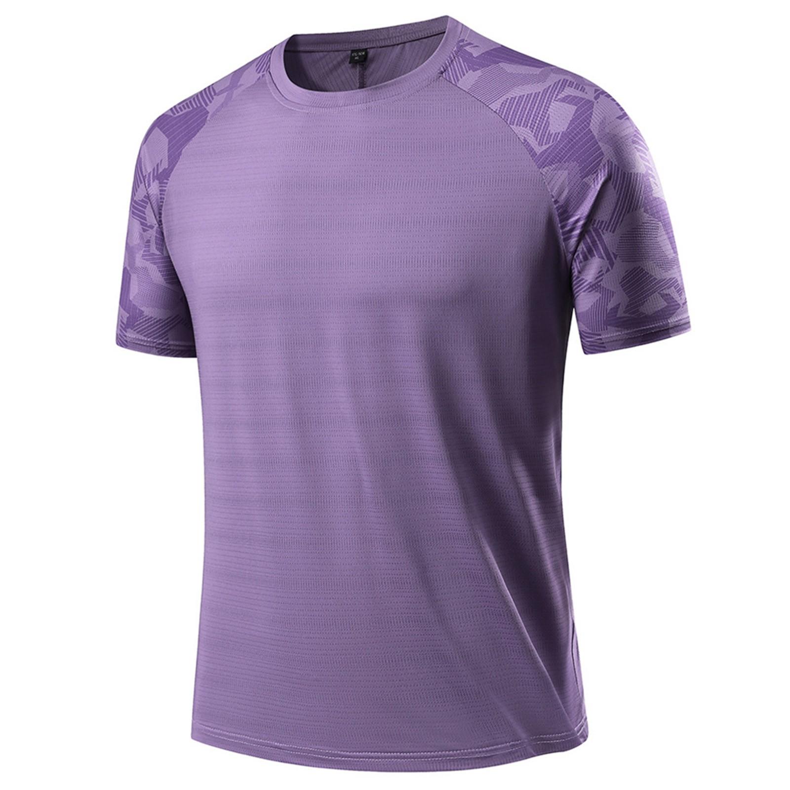 

Мужская летняя облегающая дышащая одежда из шелка с круглым вырезом, быстросохнущая, повседневная спортивная футболка, топы XXL фиолетовый