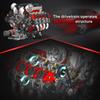 Mould King 10130 MOC Technology Inline Gasoline Engine Cylinder Liter V8 Engine Technology Clamp Block Includes Box (V8) 8-Cylinder Kit, 3.9