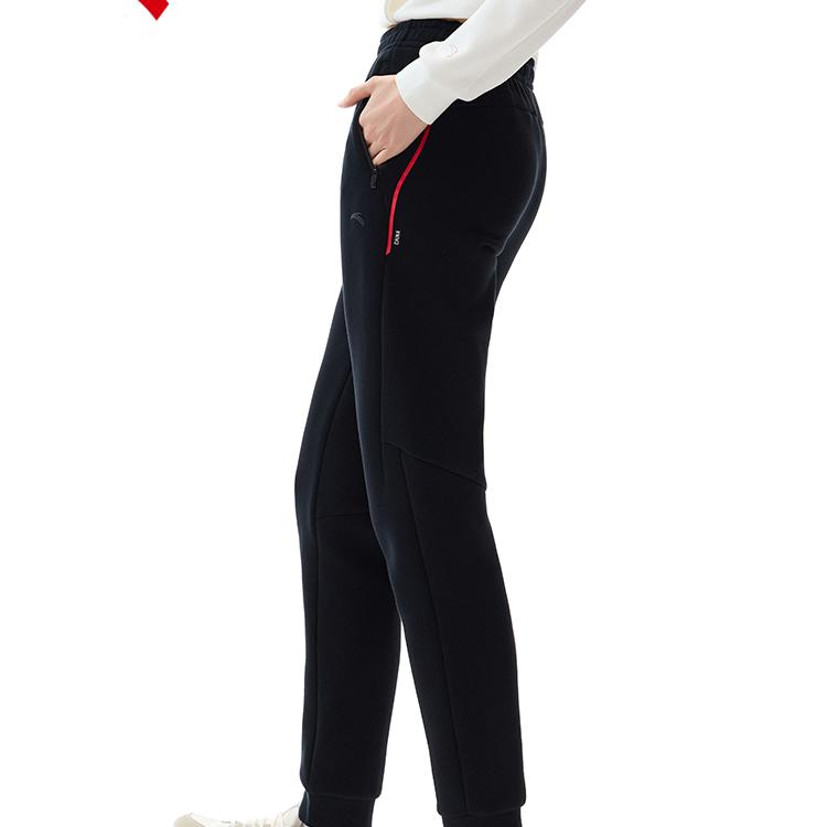 Anta Comfortable Casual Simple Running Tapered Knit Sports Pants Women Bottoms Basic-Black 162517302S-2