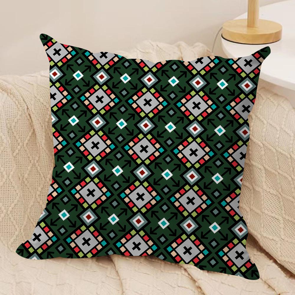 Z Imazighen Kabyle Jewelry Cushion Cover Silky Short Plush Invisible Zipper Dustproof Sofa Pillow Case for Home Decor