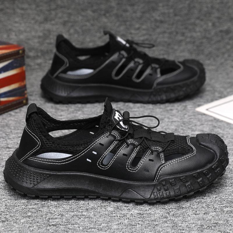 

New men s shoes hollow leather hole shoes non-slip and wear-resistant summer outdoor casual sandals 39