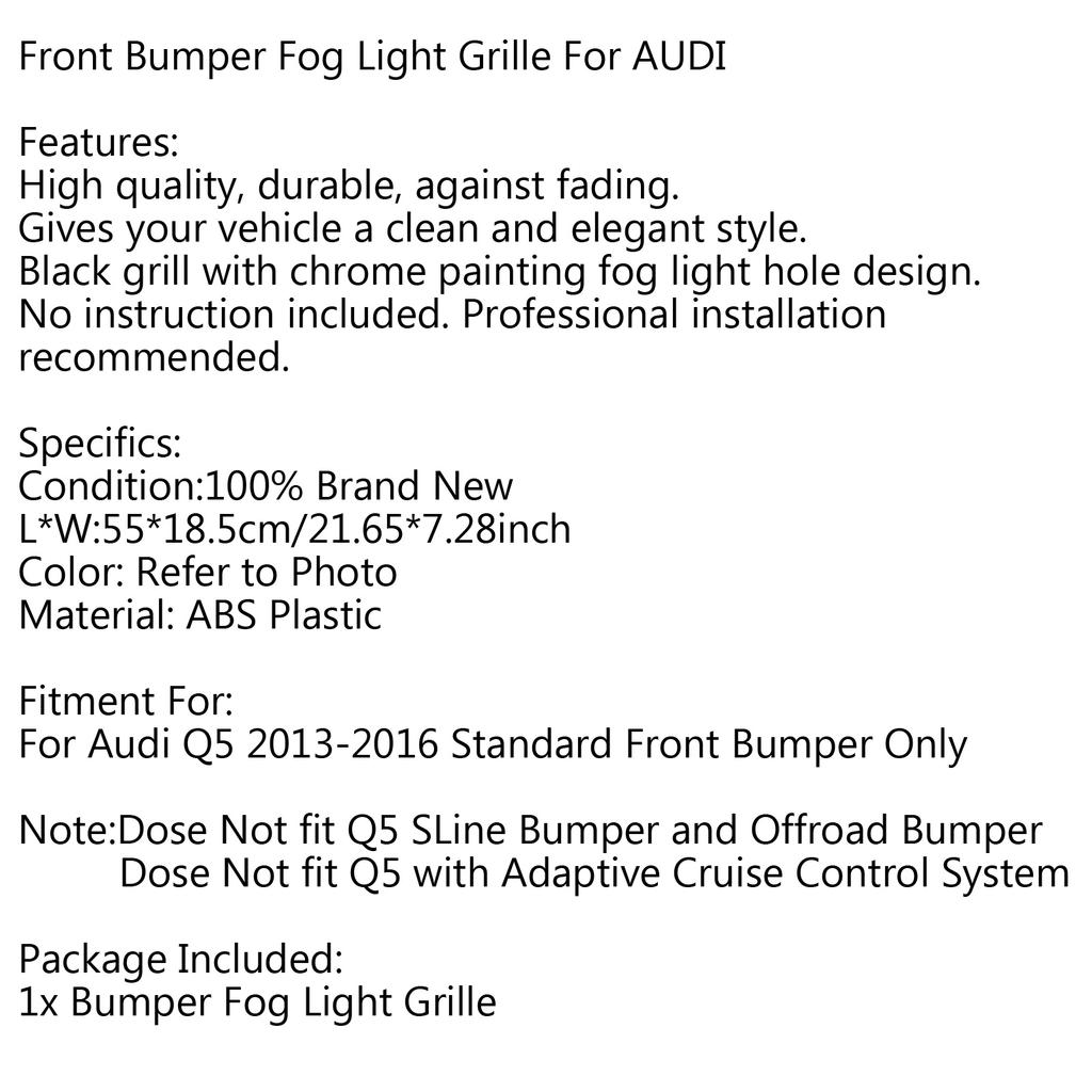 Upgrade SQ5 Style Fog Light Grill Grille 8R0807681M 8R0807681N 8R0807682J 8R0807682T For Q5 13-17