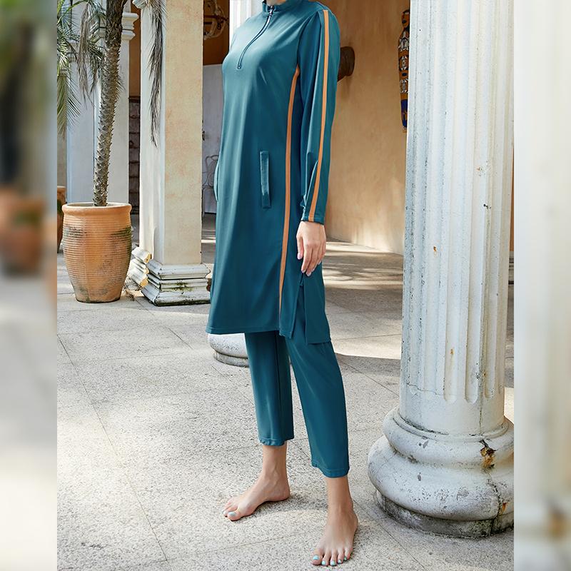 Islamischer muslimischer Badeanzug für Damen, bescheiden, langärmelig, islamischer Badeanzug, Sommer-arabischer Strandbikini, vollständiger Abdeckungs-Badeanzug, S-XL