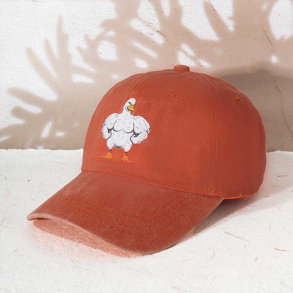 Embroidered Baseball Cap, Casual And Fashionable Urban Style Duckbill Cap Muscle Goose Pattern All-Match Trendy For Daily