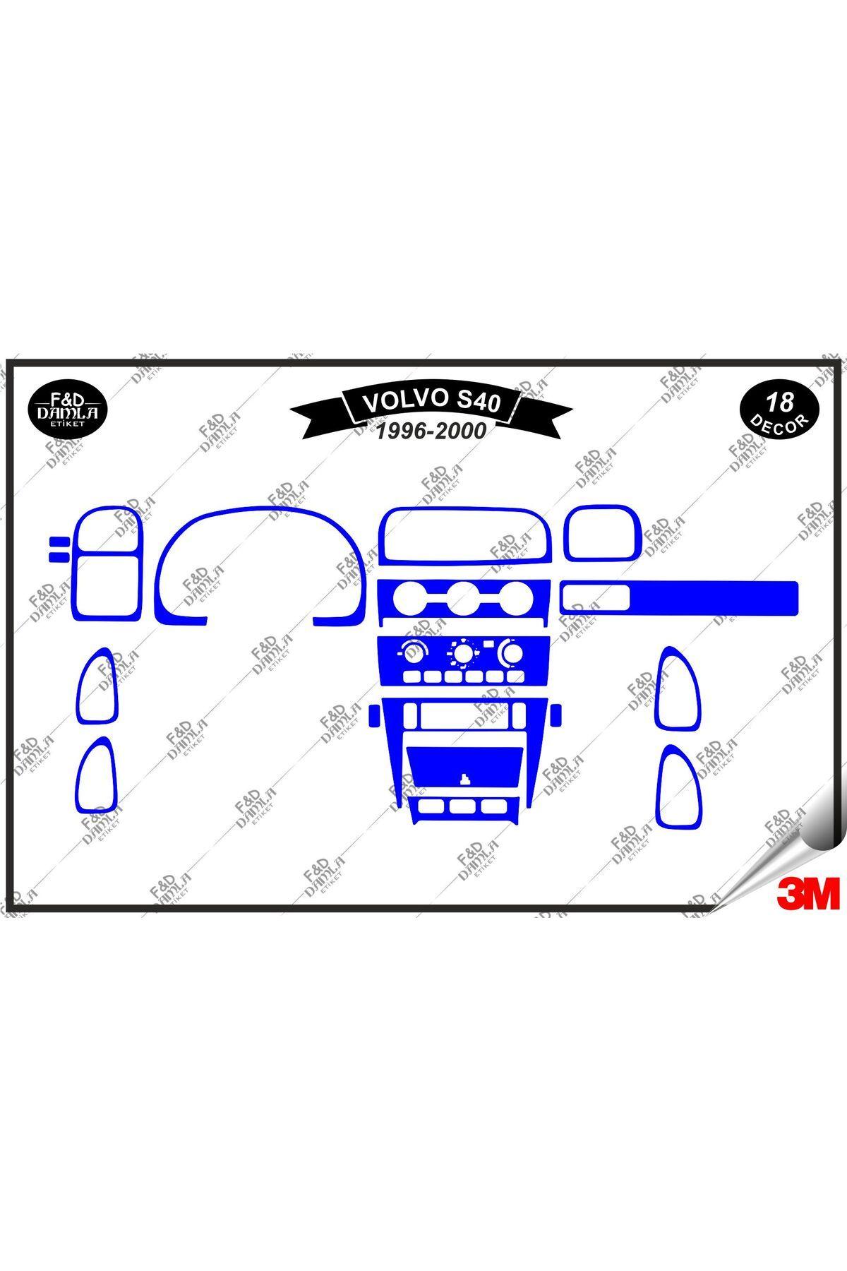 

Volvo S40 (1996-2000) Torpido Konsol Trim Göğüs Maun Kaplama Set 18 Parça Mavi