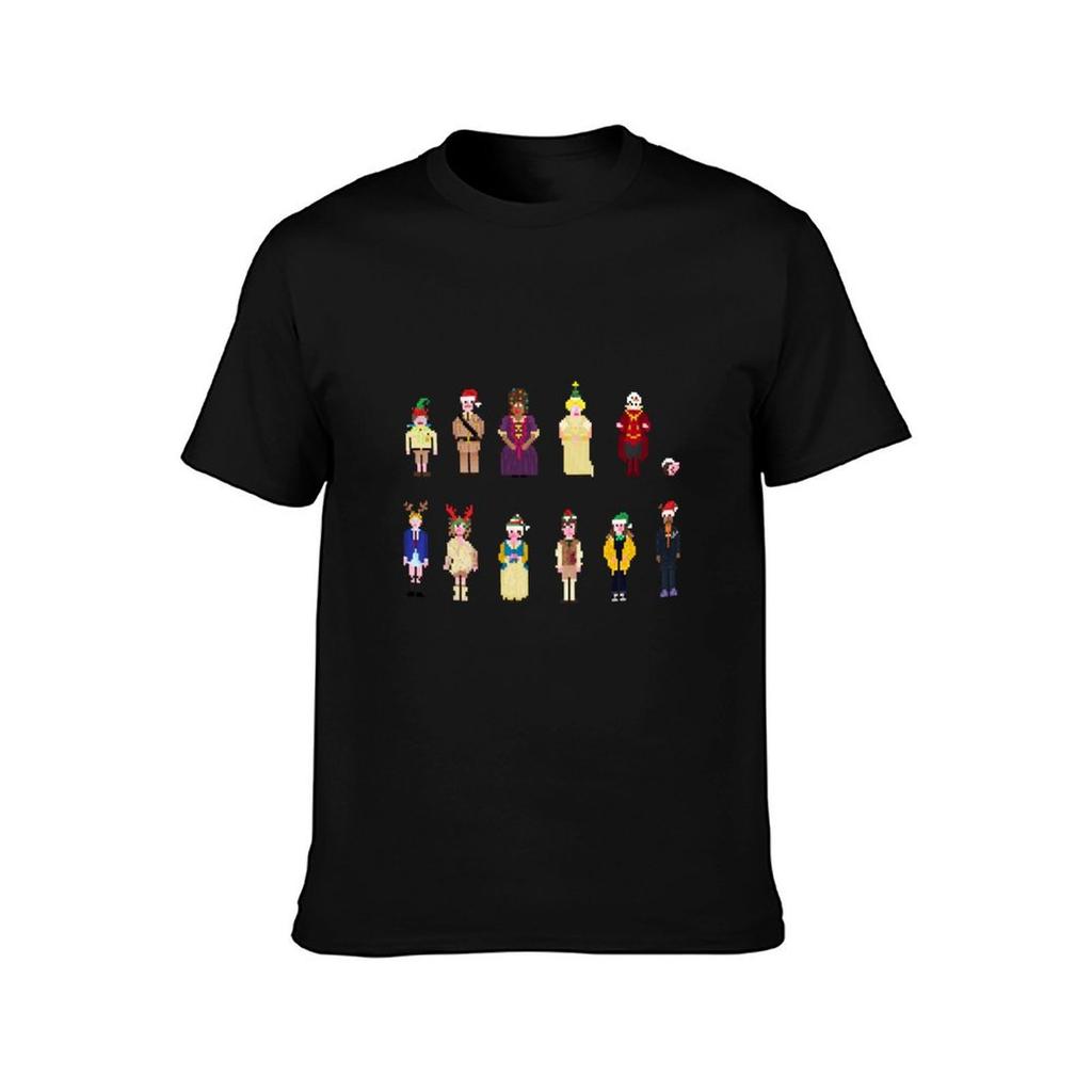 Weihnachtsgeister Pixel Art T-Shirt Übergröße Einfarbiges T-Shirt