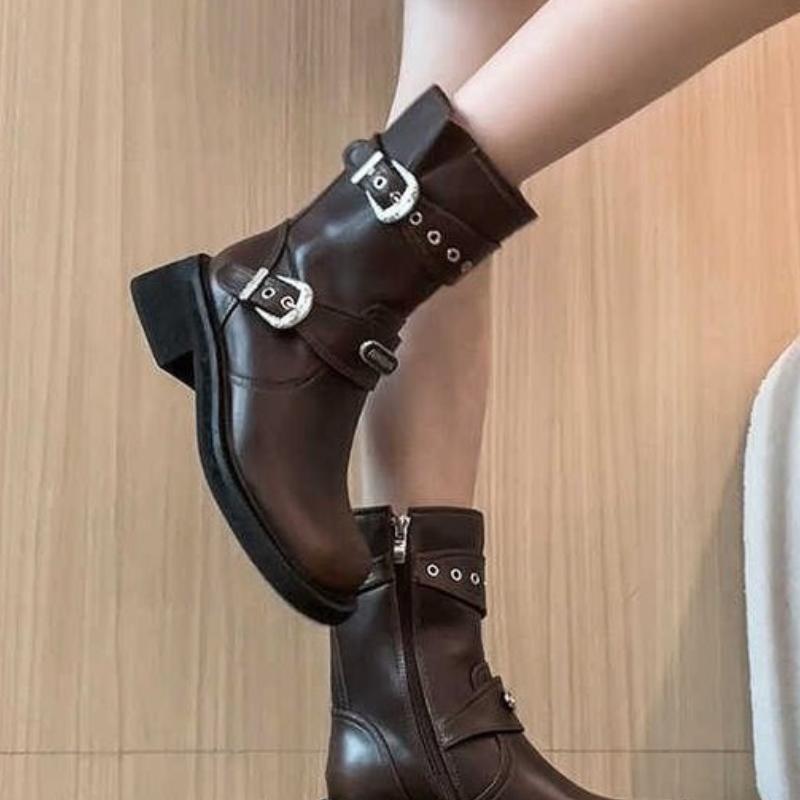 Mid-calf Women's Chelsea Boots Thick Mid-heeled Boots New Style 2024 New Style Comfortable Solid Color Fashion Trend Hot Selling