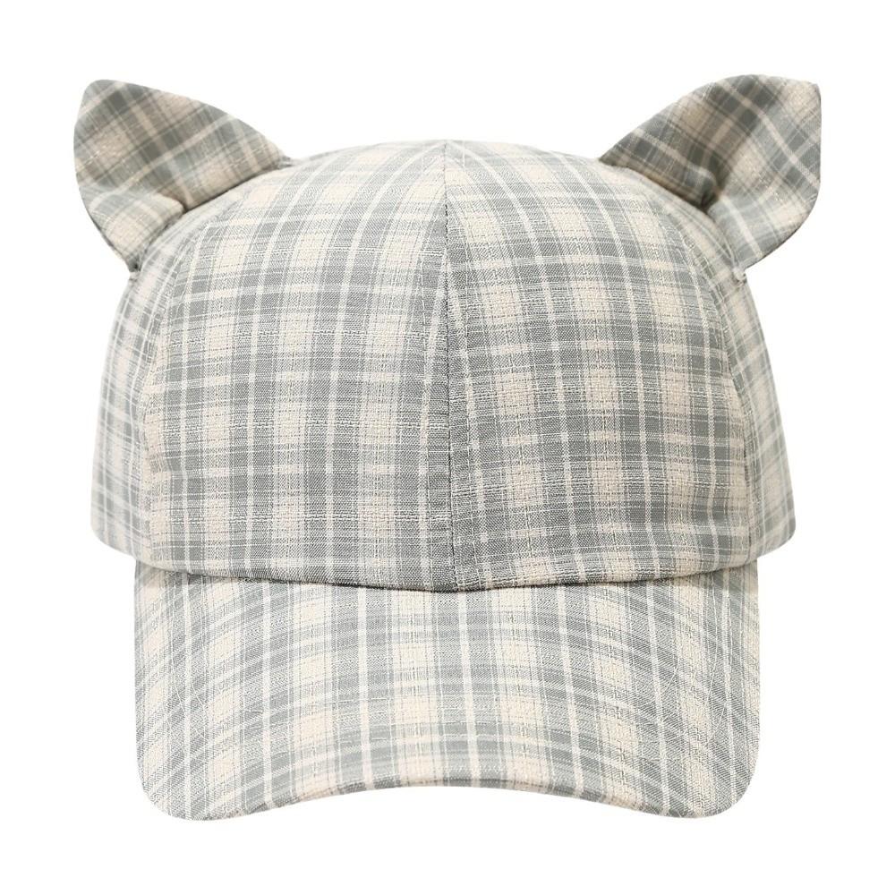 Breathable Cat's Ears Baseball Cap Cute Design Sweet Style Cat Ear Bow Baseball Cap Retro Fashion Cartoon Pattern