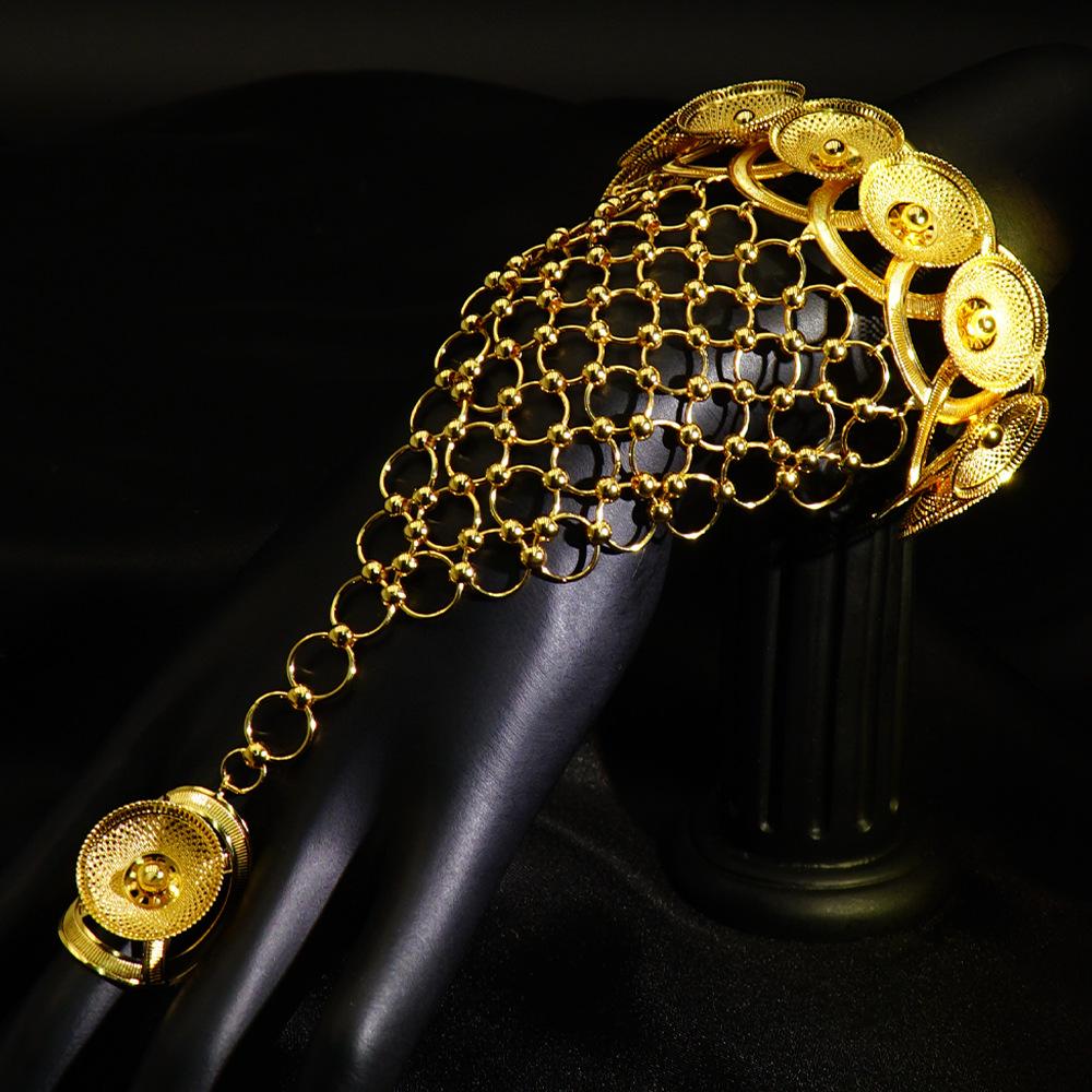 Gold Plated Bracelet Ring Jewelry Set Wedding Bridal Jewelry Accessories Flowers