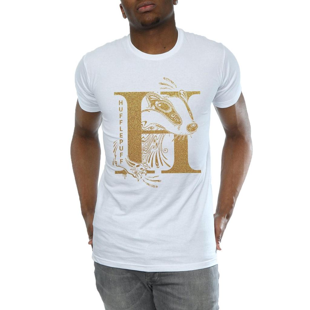 Harry Potter Mens Hufflepuff Glitter T-Shirt