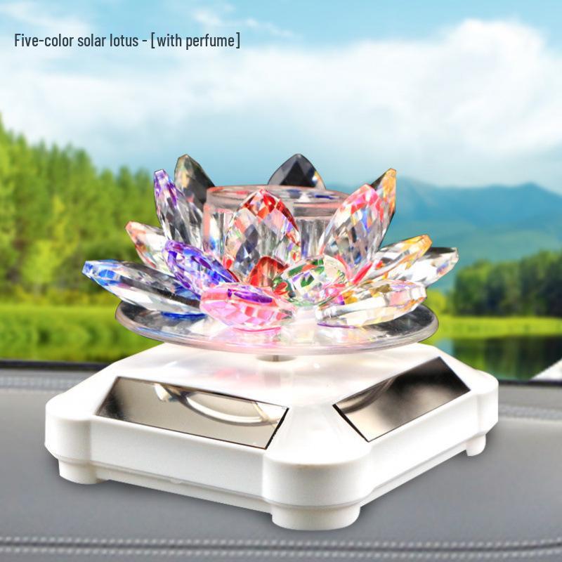 Lotus Guanyin Buddha Car Ornament with Crystal Perfume Base - Peaceful Interior Decoration