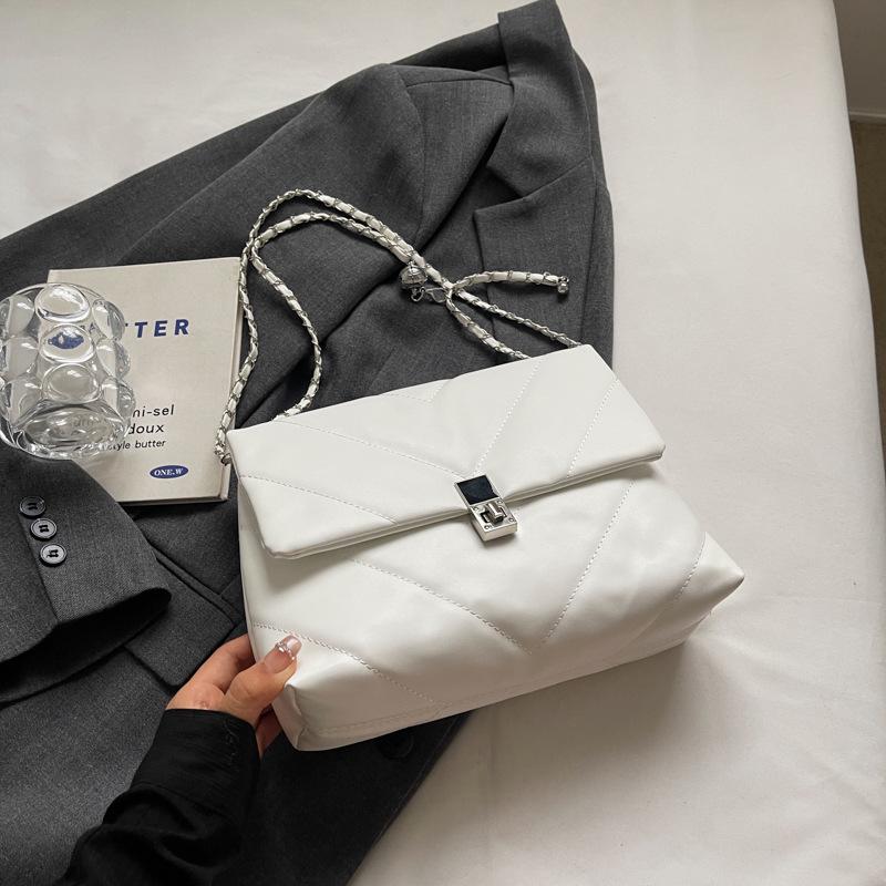 Embroidery Thread Chain Bag Women's 2025 New Niche Design Large Capacity Single Shoulder Oblique Span Bag Literary and Elegant Small Square Bag